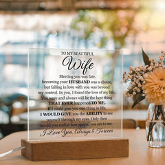 To My Beautiful Wife (Printed) – Acrylic Square